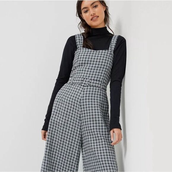 Faithful the Brand Liv Linen Jumpsuit Size 8 Gingham Check Retro Festival - Picture 3 of 16